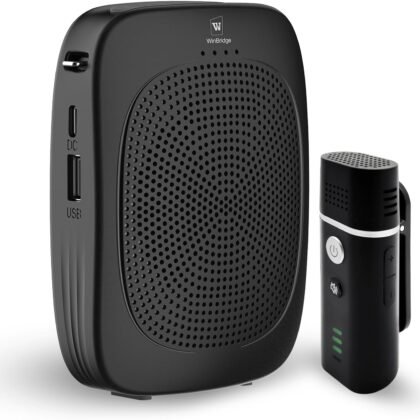 Bluetooth Voice Amplifier with Wireless Lavalier Lapel Microphone for Teachers, Portable Speaker Clip-On Microphone, Mini Megaphone PA System for Classroom/Yoga/Public Events C006