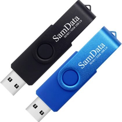32GB USB Flash Drives 2 Pack 32GB Thumb Drives Memory Stick Jump Drive with LED Light for Storage and Backup (2 Colors: Black Blue)
