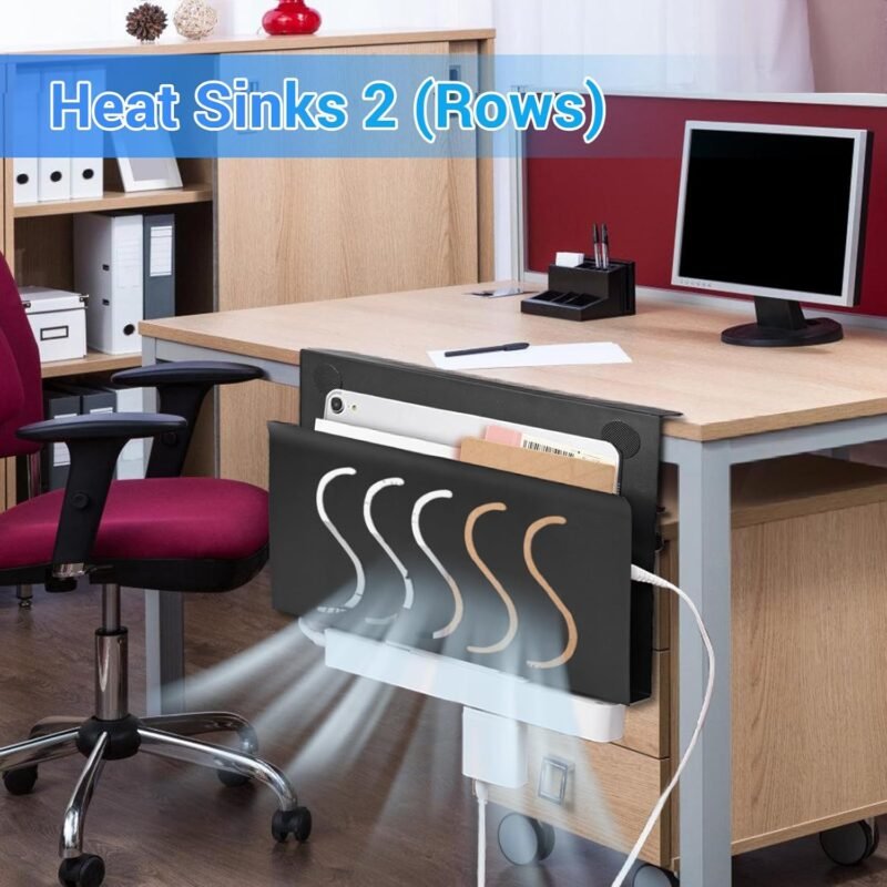 Side Desk Organizer, Clamp-On Side Desk Organization with Magnetic Pen Holder, Double Side Cooling Holes Design No Drill Hanging Heavy Duty Side Desk Laptop Holder for File OfficeLoad Capacity 22 Lbs - Image 5