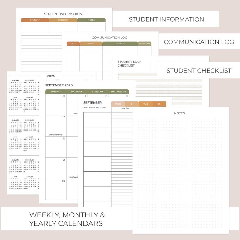 Aesthetic Teacher Planner For The 2025-2026 Academic School Year - Your All Incl. 8.5" x 11" Lesson Plan Book Supplies - Easily Organize Your Daily, Weekly & Monthly Classroom/Homeschool Schedule - Image 2