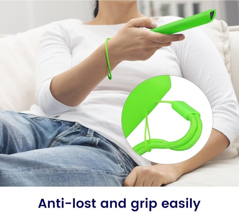 2-Pack Glowing Green + Glow Blue Remote Cover Compatible with Lenovo FireTV Stick, HD, 3rd Gen., 4K Remote Controls, Anti-Slip Silicone Protective Case with Lanyard, GITD! - Image 5