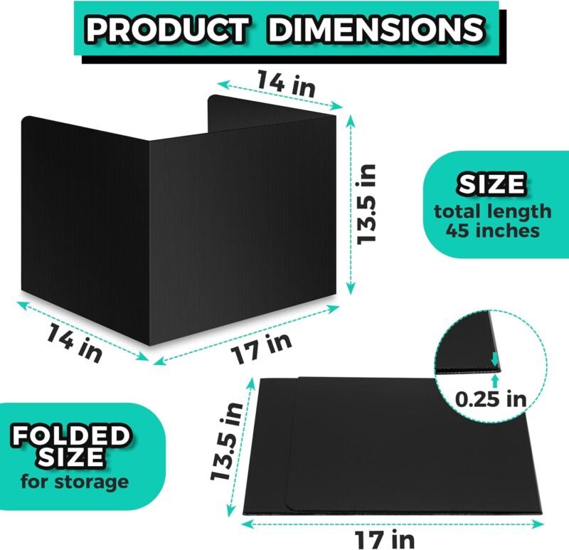 22-Pack Desk Dividers for Students - Durable & Waterproof Plastic Study Carrel Divider, Classroom Folders Teacher Supplies, Easy-to-Clean Plastic Privacy Shield Folder Boards for Student Desks, Black - Image 4