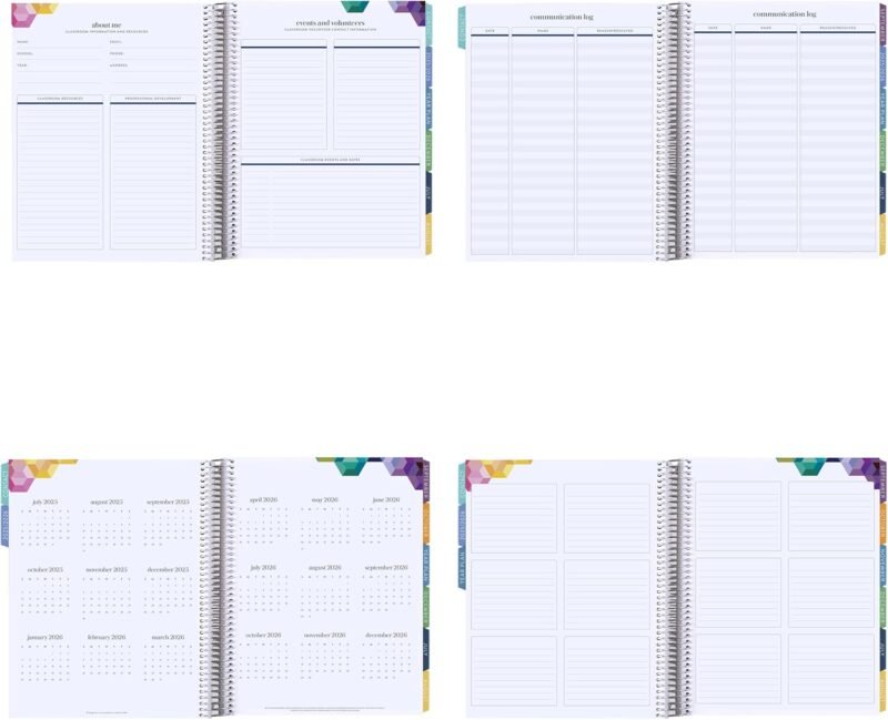 Erin Condren 12-Month Teacher Lesson Planner (Jul 2025 - Jun 2026), 8.5" x 11" Spiral Weekly and Monthly Teacher Planner, Teach Colorful Covers, Hexagon Theme, Horizontal Layout, Platinum Coil - Image 7