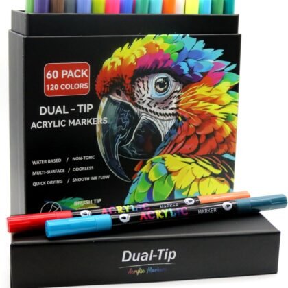 Paint Pens Acrylic Markers-120 Colors Dual Tip Acrylic Paint Pens for Rock Painting Wood Glass Stone Wood Ceramic Art Supplies Dot Markers Pen
