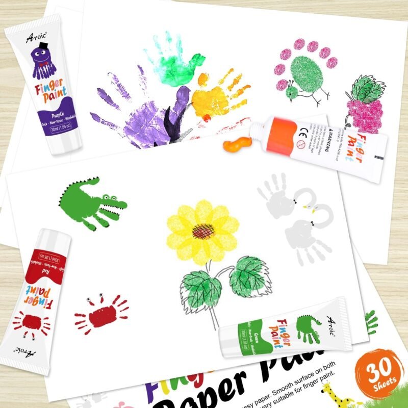 AROIC 8PCS Washable Finger Paint for Kids, Non-Toxic Finger Paints 8Colors, Art Supplies for Toddlers, Painting Supplies for Kids Boys Girls Gifts, Hand Paint DIY Crafts - Image 4