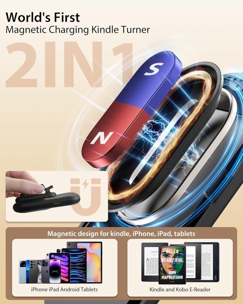 [#1 Magnetic Tech] Remote Control Page Turner for Kindle Paperwhite with Wrist Strap, 2-in-1 Kindle Accessories for iPhone, iPad, Camera Video Record & Shutter Selfie,Ideal Valentine’s Gift - Image 4