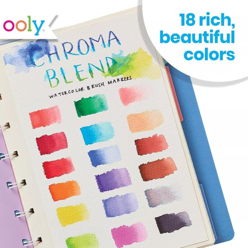 Ooly Chroma Blends Watercolor Brush Markers, Back to School Supplies - Set of 18 - Image 4