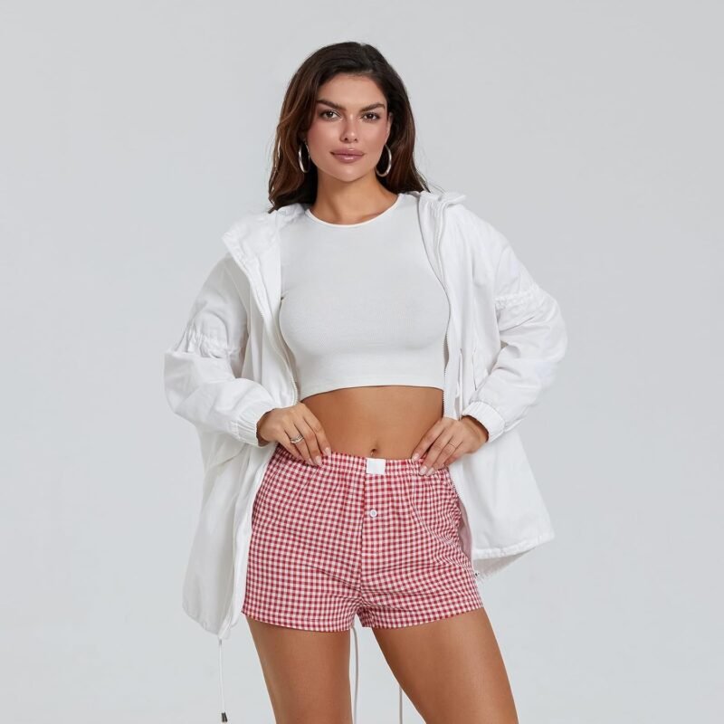 NUFIWI Women Y2k Pajamas Shorts Gingham Cute Pj Short Pants Plaid Lounge Shorts Sleep Bottoms Elastic Boxers Streetwear - Image 4