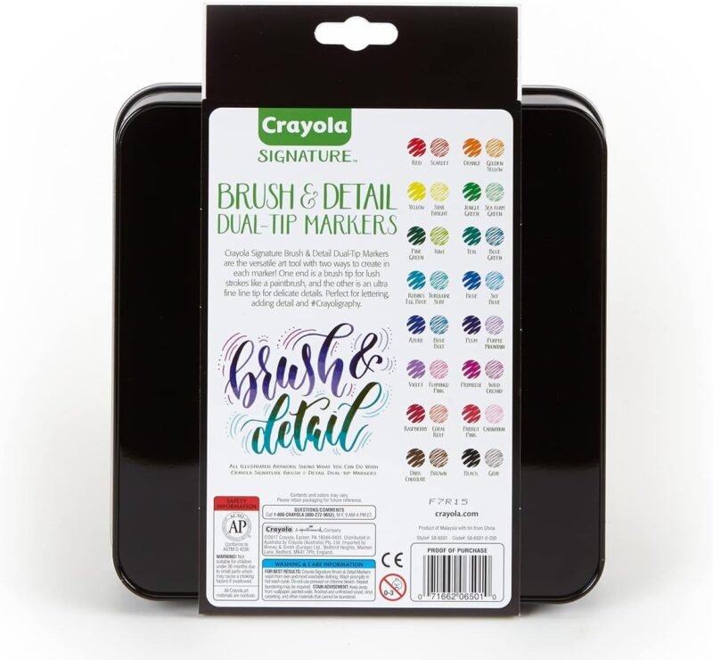 Crayola Brush & Detail Dual Tip Marker Set, 16 Markers, 32 Colors, Adult Coloring Markers, Gifts for Teens & Adults - Image 4