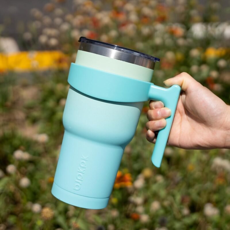 BJPKPK Tumbler With Handle 20 oz Stainless Steel Tumbler With Lid And Straw Insulated Coffee Cups,Mint - Image 6
