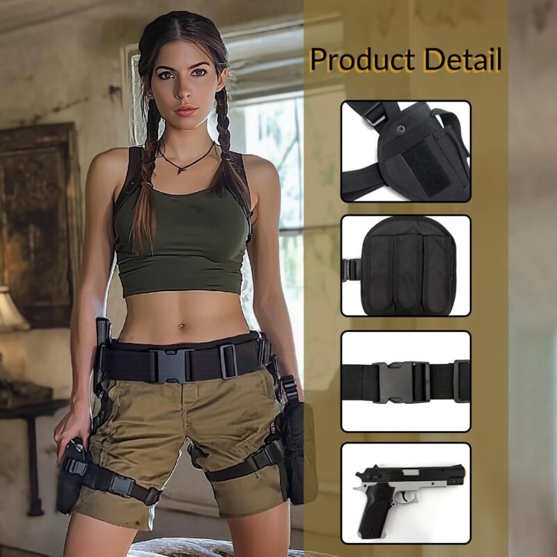 SeptCity Thigh Holster for Women, Adjustable Leg Holster and Belt for Pistols, Swat Cop Set Party Halloween Cosplay Accessory Cowboy Costume for Women - Image 2