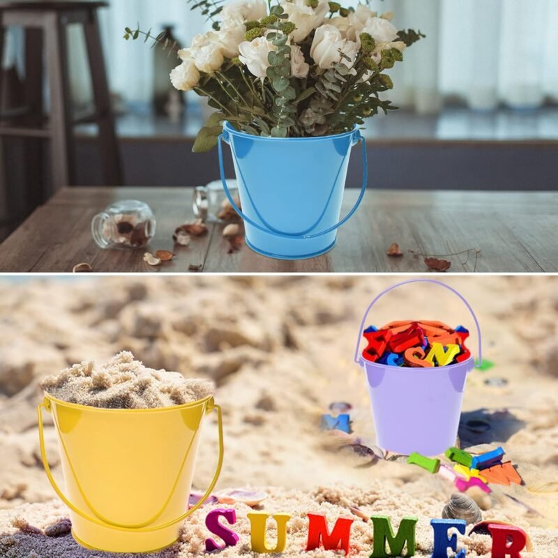 Small Metal Buckets with Handle, 6 Pack 4.3 inch Colored Galvanized Bucket for Kids,Classroom,Crafts,and Party Favors (Multi-Colored, 4.3" Top) - Image 4