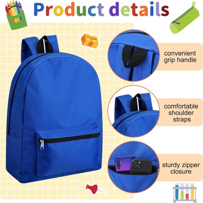 Silkfly 12 Pcs 17" Backpacks with 144 Pcs School Supplies Kits Includes Markers Scissors Rulers Sharpeners Ballpoint Pens Erasers Pencil Cases Pencils for Elementary Middle High School - Image 3