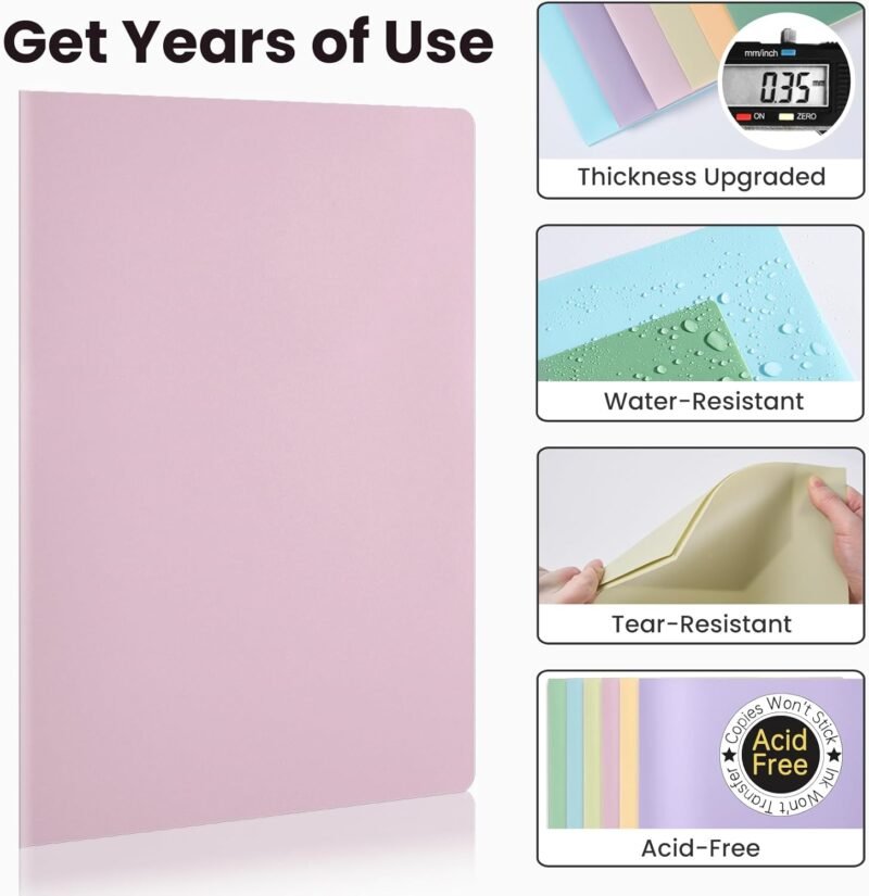 Sooez 6Pack Folders with Pockets, Pastel Colors, Heavy Duty Pocket Folders, Plastic Folders with Pockets, 2 Pocket Folders Bulk, Aesthetic File Folders, Back to School Office Filing Supplies - Image 3