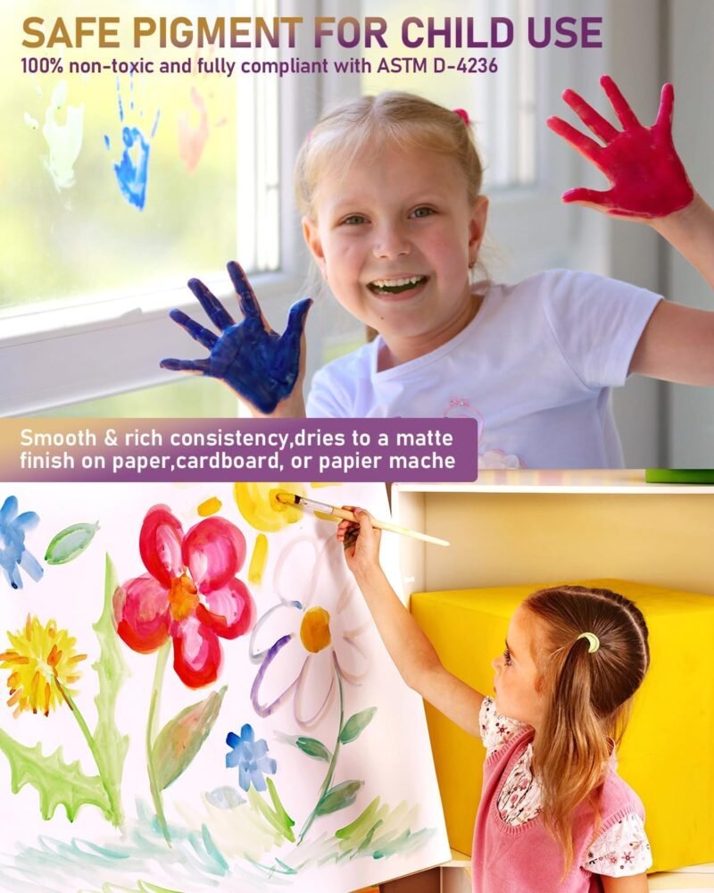 Nicpro 14 Colors Large Washable Paint Set (33.8 oz, 1000ml), Acrylic Bulk Paint Supplies Non Toxic Children Tempera Paint for Art, Craft DIY, Poster & Finger Paint, School, Home,Classroom - Image 4
