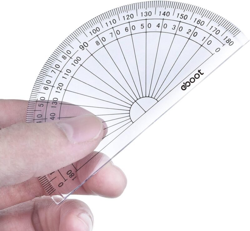 EBOOT 50 Pcs Math Protractors Plastic Protractor 180 Degrees, 4 Inches(Clear) - Image 4