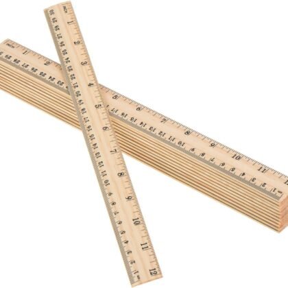 Outus 12 Pack Wood Ruler Bulk for Students Wooden School Rulers Gifts Office Classroom Measuring, 2 Scale, 12 Inch and 30 cm