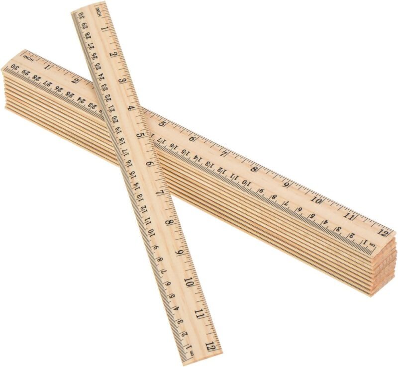 Outus 12 Pack Wood Ruler Bulk for Students Wooden School Rulers Gifts Office Classroom Measuring, 2 Scale, 12 Inch and 30 cm