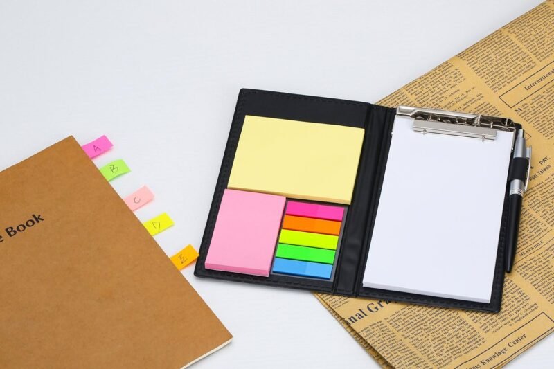 Sticky Notes Notebooks Colored Page Markers Bundle Set, Rectangular Notes and Index Tabs Flags Organizer, W/Fashion Ballpoint Pen, Leather Look Design Holder,Office and Teacher Gift.YISEEK - Image 5