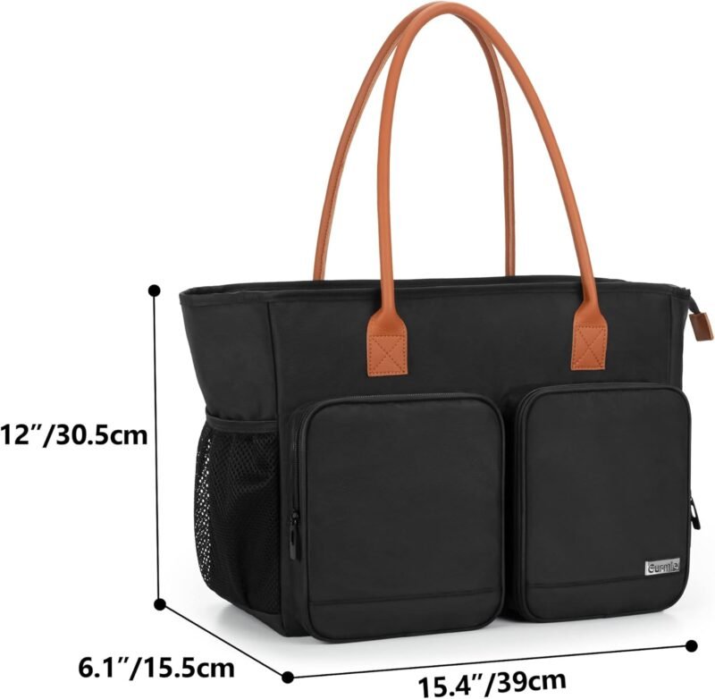 CURMIO Teacher Tote Bag for Women, Large Work Tote for Teachers, Laptop Messenger Bag for School, Black (Bag Only) - Image 6