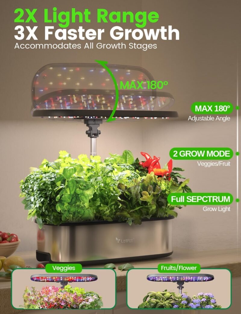 LetPot LPH-SE Hydroponics Growing System, 12 Pods Smart Herb Garden Kit Indoor, Indoor Garden, APP & WiFi Controlled, with 24W Growing LED, 5.5L Water Tank, Pump System, Automatic Timer - Image 5