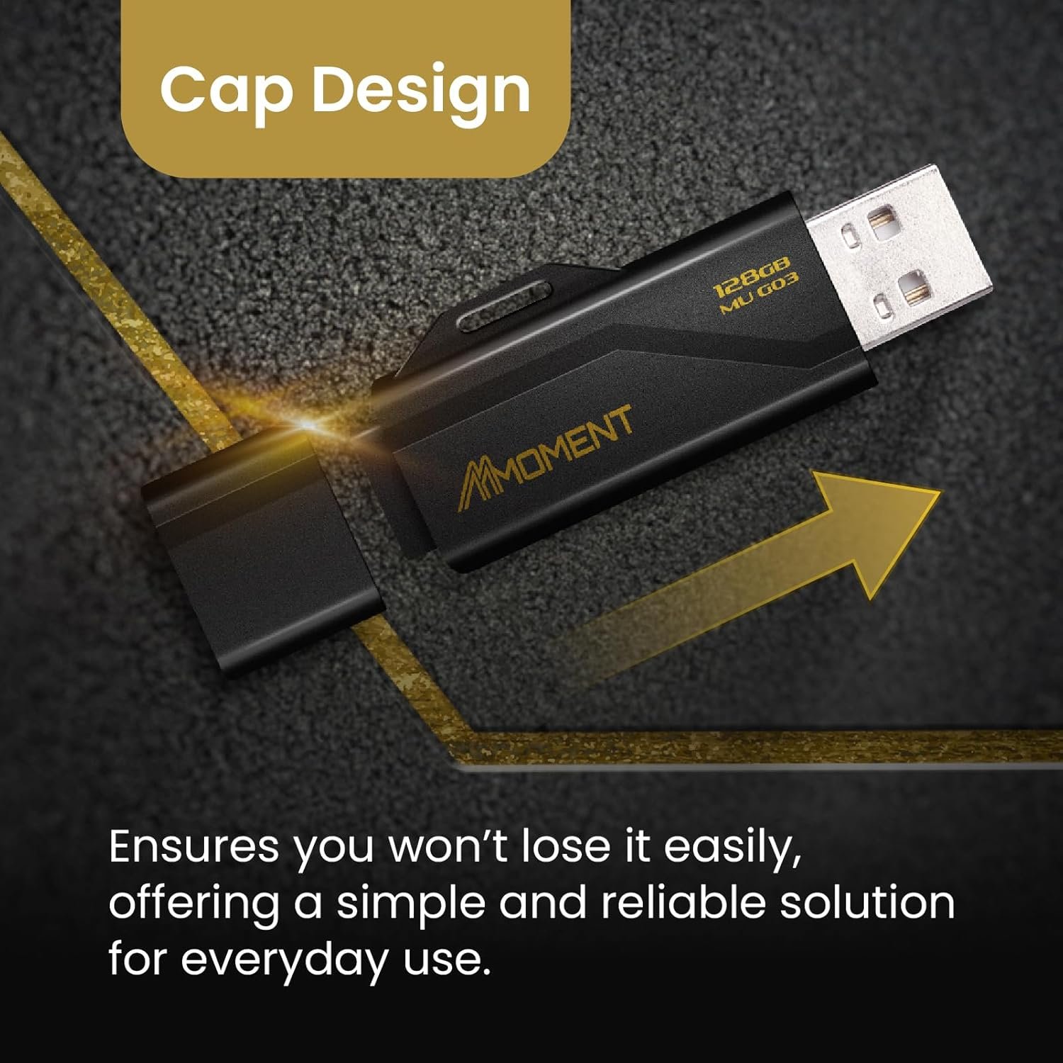 Moment 128GB (4 Pack) MU G03 USB Flash Drive 4-Pack – USB 3.2 Memory Stick with Protective Cap and Keychain Loop, Up to 100MB/s Read, 30MB/s Write – Plug & Play USB Drive for PC, Mac, TV, Car - Image 4