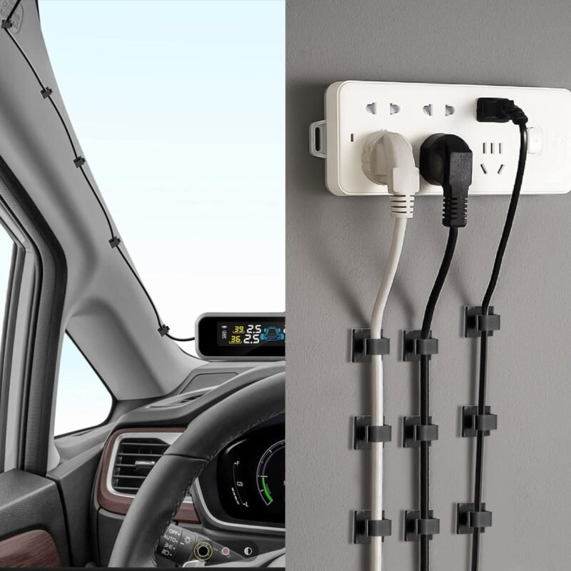 XHF 120 PCS Adhesive Cable Wire Clips Black, Outdoor Cable Management Wire Organizer Cord Holder for Under Desk, Car, Wall, TV PC Ethernet Cable - Image 7