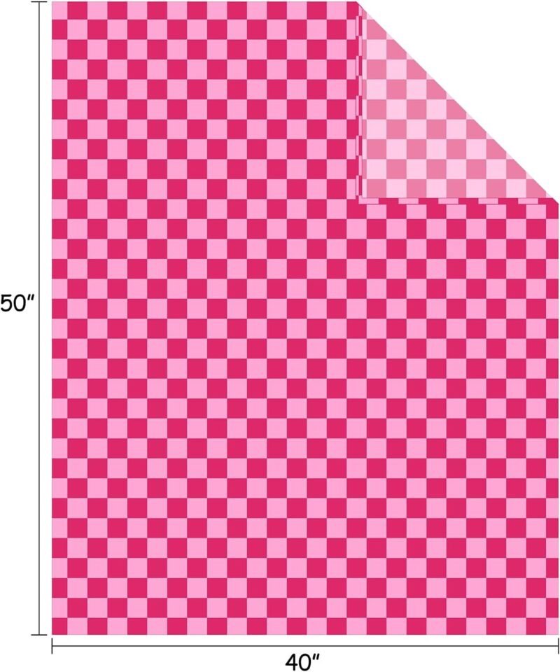 FY FIBER HOUSE Checkered Flannel Fleece Throw Blanket Soft Cozy Checkerboard Grid Print Chessboard Gingham Pattern Blankets for Bed Couch Sofa, 40"x50", Hot Pink - Image 8