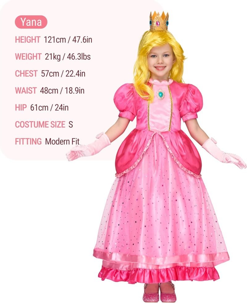 Spooktacular Creations Halloween Pink Peach Princess Dress, Kids Princess Dress Up, Peach Crown Costume for Girls Birthday - Image 6