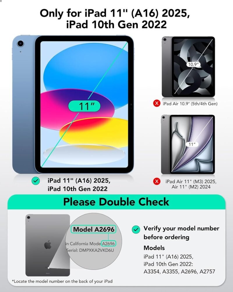 ESR 2 Pack Screen Protector for iPad 11th/10th Generation A16 (10.9 Inch, 2025/2022), 9H Tempered Glass Film Guard with Alignment Frame, Anti-Scratch, Bubble Free, HD Clarity, Apple Pencil Support - Image 2