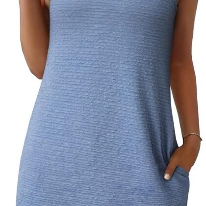 EVALESS Spring Summer Dresses for Women 2025 Casual Sleeveless Sundresses Cut-Out Fashion Beach Vacation Clothes with Pockets