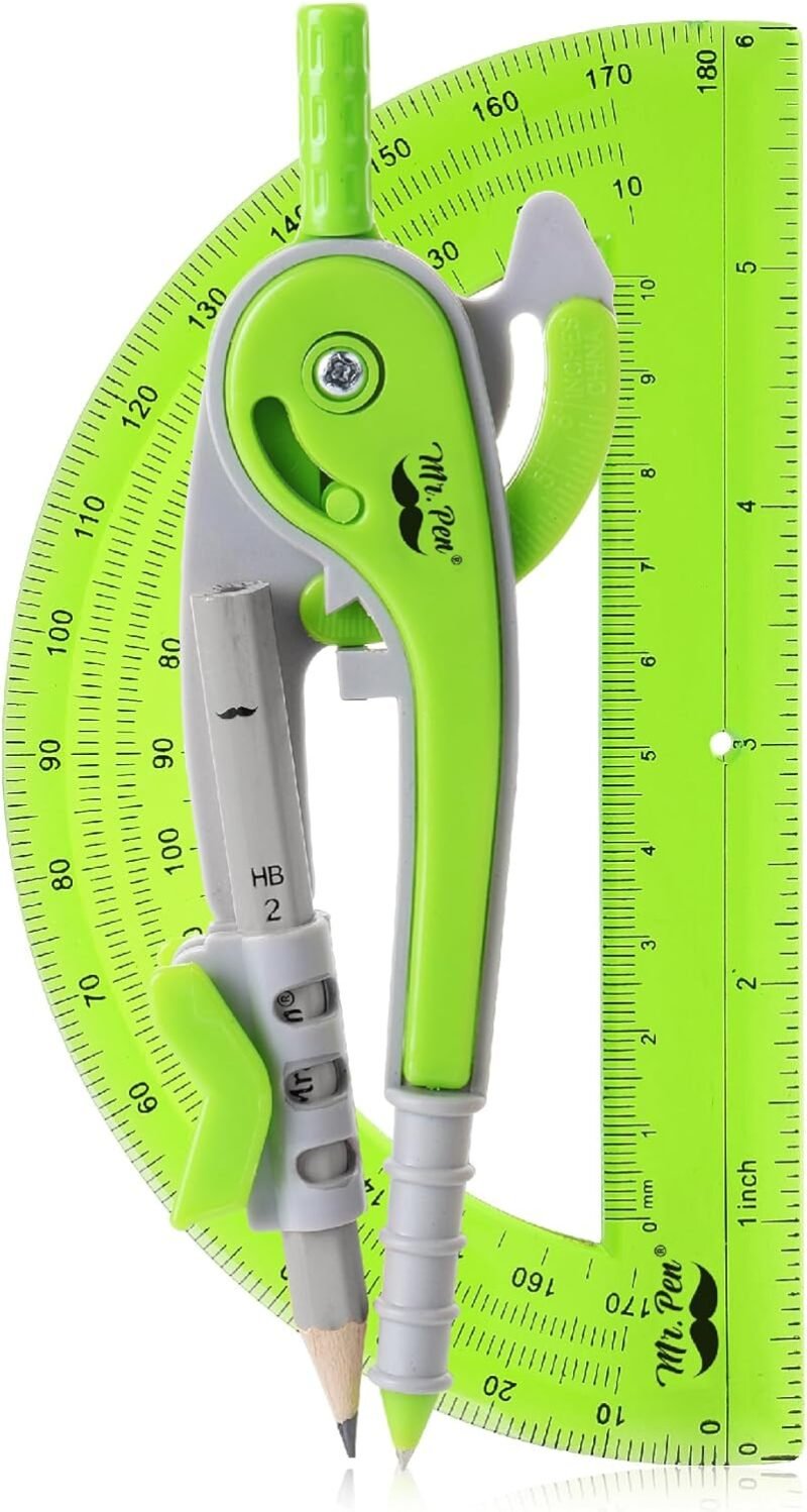 Mr. Pen- Compass and Protractor Set, Geometry Kit, Compass Protractor Set, Protractor, Compass for Geometry, Math Compass, Compass School, Math Compass and Protractor, Back to School Supplies