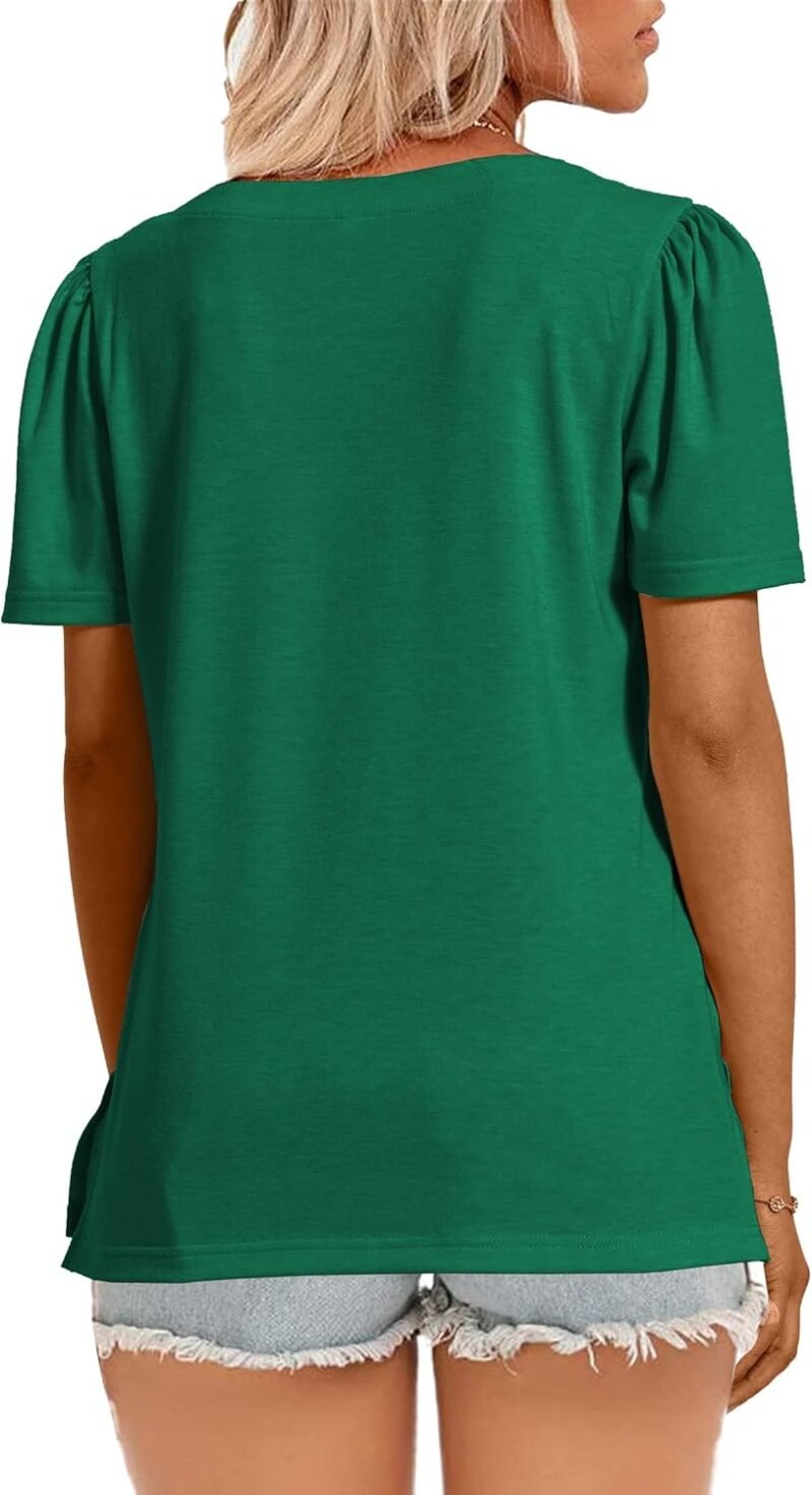 Womens Summer Tops Casual Short Sleeve Crew Neck Shirts Puff Sleeve Tshirts Loose Fit Tees - Image 3