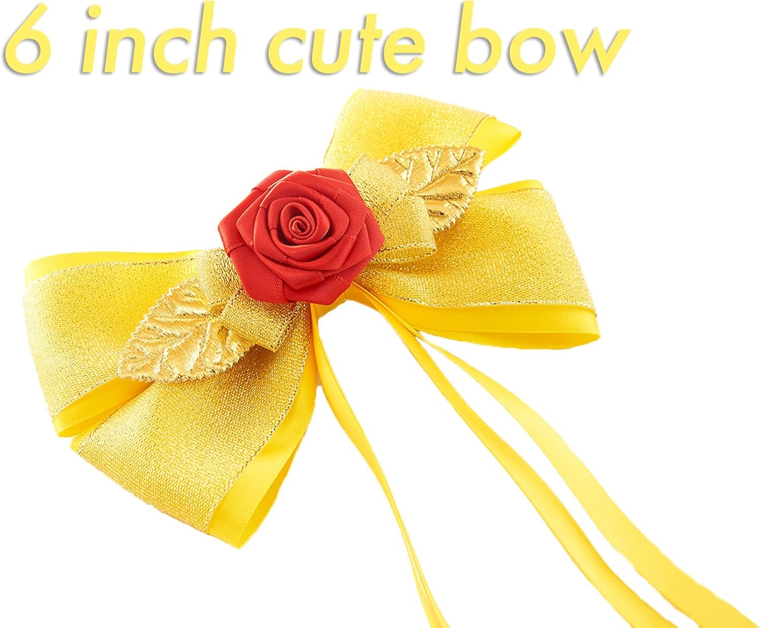 JiaDuo Girls Princess Costume Accessories Halloween Dress Up Hair Bow Glove Rose Flower Set - Image 4