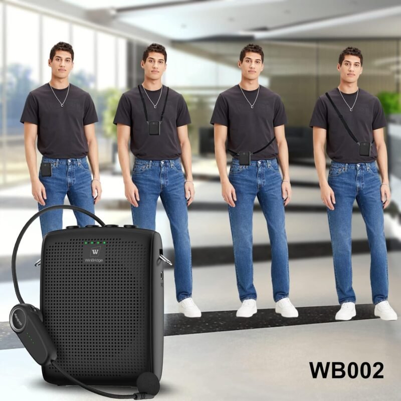 WinBridge Wireless Voice Amplifier for Teachers with Bluetooth Headset Microphone and Waistand, Bluetooth Voice Amplifier, Portable Meagaphone Speaker Mic, Back to Shool Supplies, 15W|1500mAh WB002 - Image 4