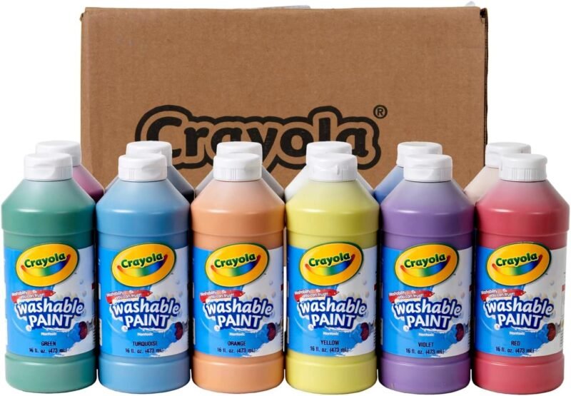 Crayola Washable Paint for Kids (12ct), Teacher Classroom Must Have, Bulk Paint Set, Nontoxic Kids Arts & Craft Supplies, Back to School Essentials, 16 Oz - Image 6