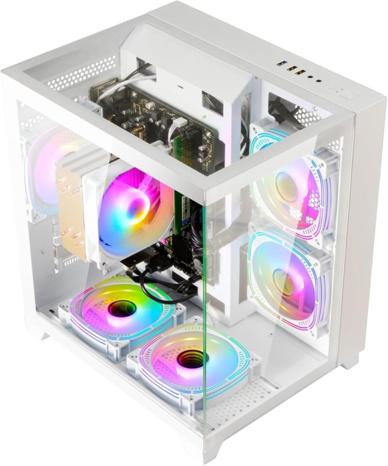 LXZ Desktop PC Computer Ryzen 5-5600GT 8 core 3.6GHz, 16G DDR4 RAM, 512G NVME SSD, Tower Computer with 400W Power Supply for Working, Home and Office (White) - Image 7