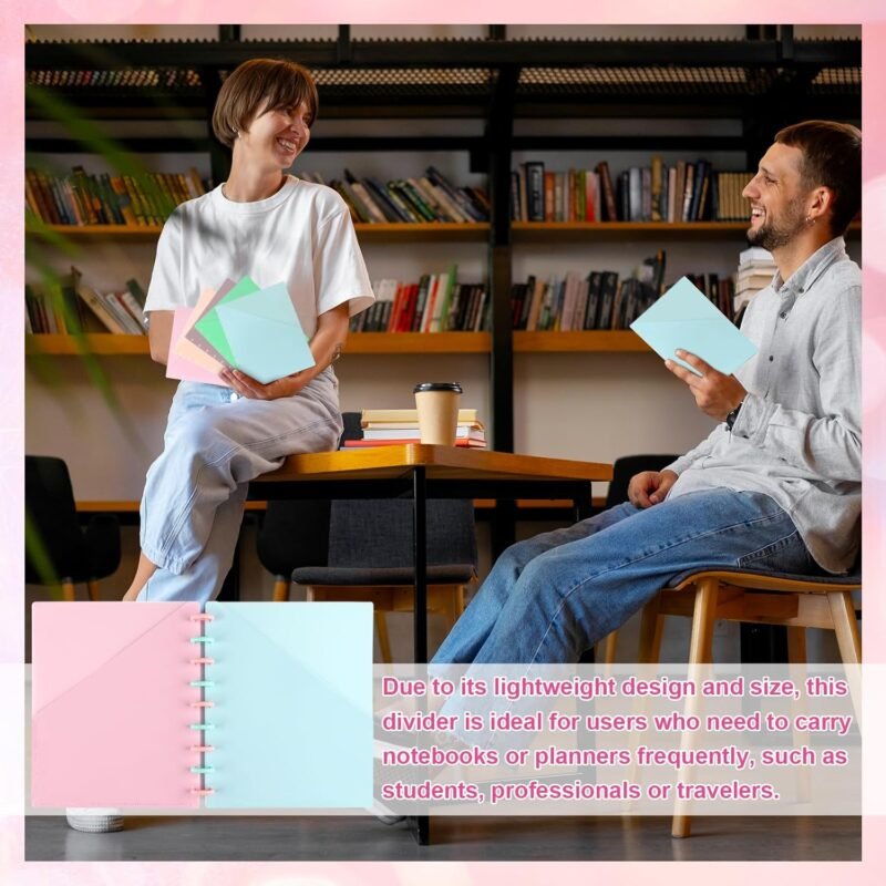 5 Pcs 7x9.25 Inch Discbound Pocket Dividers 2 Pocket Paper Discbound Notebook Dividers with Pockets 9 Disc Planner Pocket Inserts Disc Planner Cover Discbound Notebook Accessories for Office - Image 7