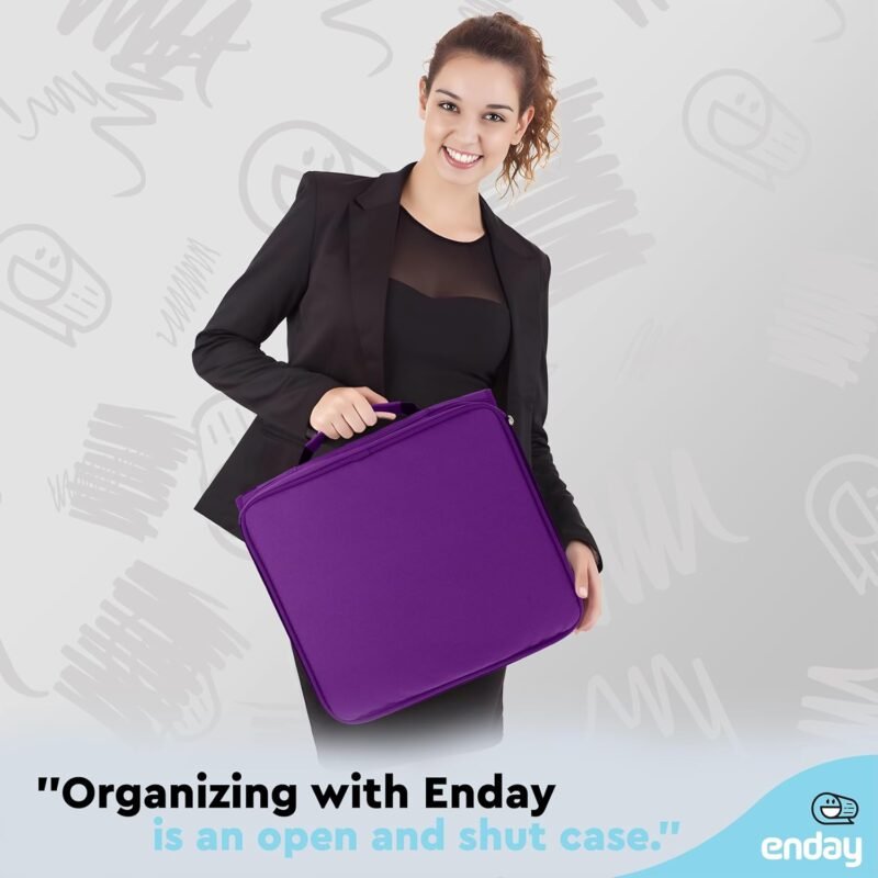 Enday 2 Inch Zipper Binder - 880 Sheet Capacity, 5 Pockets, Expanding File Folder with Durable Handle, Multiple Pockets School Binder Organizer, Purple - Image 6