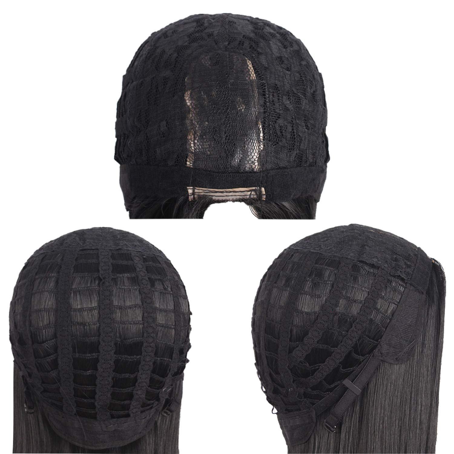 MapofBeauty 40 Inch/ 100 cm Carve Long Straight Cosplay Wig Anime Costume Party Wig (Black) - Image 3