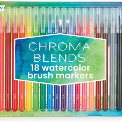 Ooly Chroma Blends Watercolor Brush Markers, Back to School Supplies - Set of 18
