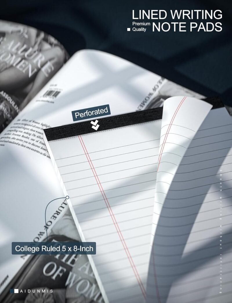 Legal Pads 5x8 Inch Writing Pads for Office Note Pads 5x8 for Work 80 GSM Paper College Ruled Legal Pad To Do List Notepad 30 Sheets 6 Pack Notebook Writing Pad Notepads for Grocery List Shopping List - Image 3