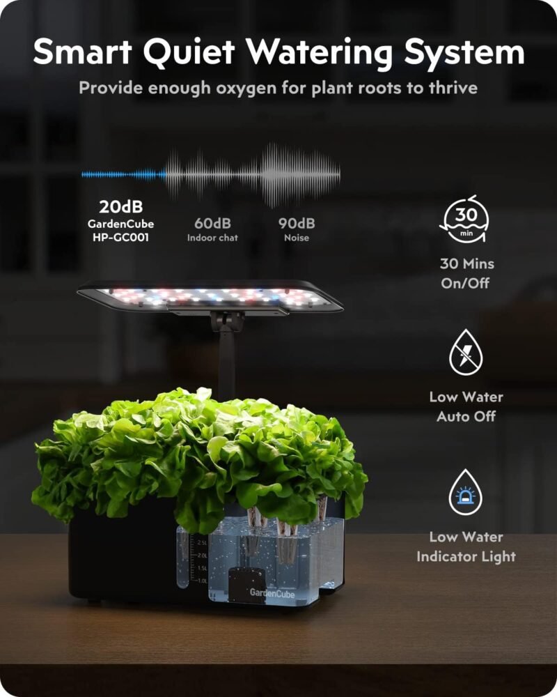 Hydroponics Growing System Indoor Garden: Herb Garden Kit Indoor with LED Grow Light Quiet Smart Water Pump Automatic Timer Healthy Fresh Herbs Vegetables - Hydroponic Planter for Home Kitchen Office - Image 3
