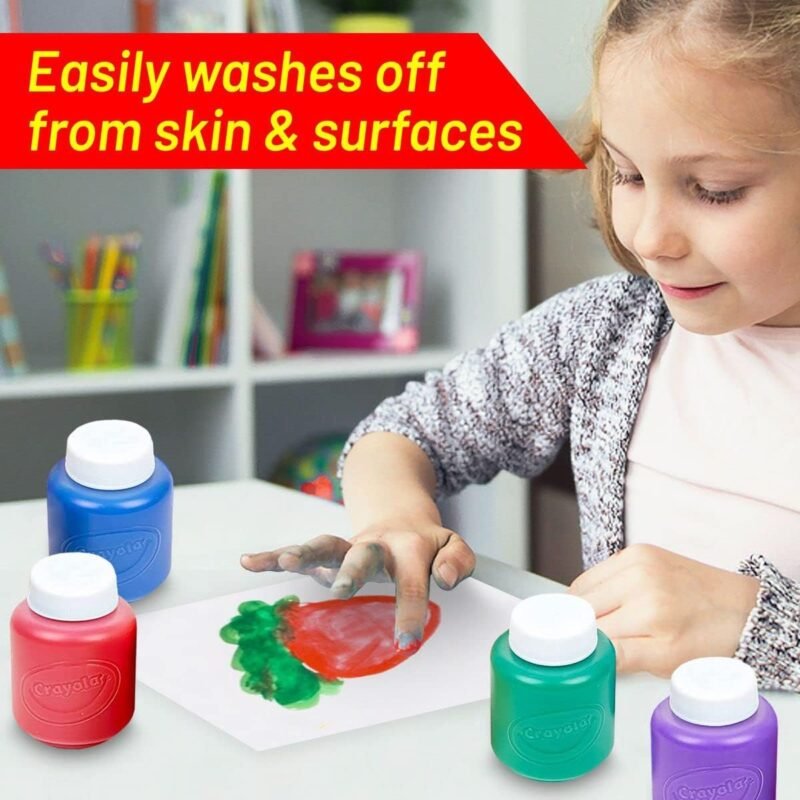 The Mega Deals Kids Painting Set, Washable Paint for Kids with Paint Cups, Toddler Paintbrushes, Waterproof Kid Smock, Non Toxic Washable Finger Paints 2 oz Each, Toddler Painting Supplies - Image 4