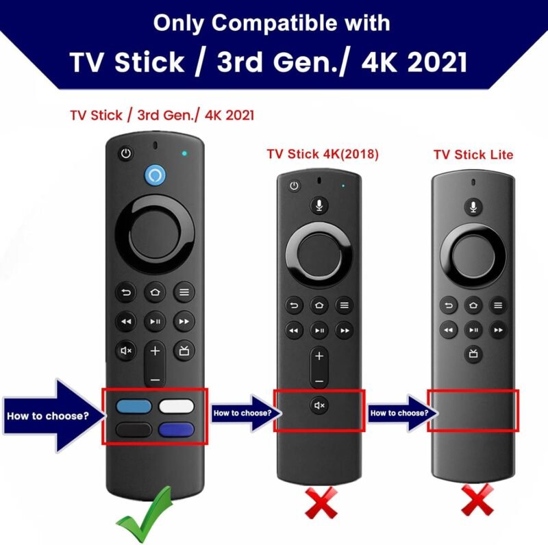 2-Pack Glowing Green + Glow Blue Remote Cover Compatible with Lenovo FireTV Stick, HD, 3rd Gen., 4K Remote Controls, Anti-Slip Silicone Protective Case with Lanyard, GITD! - Image 3