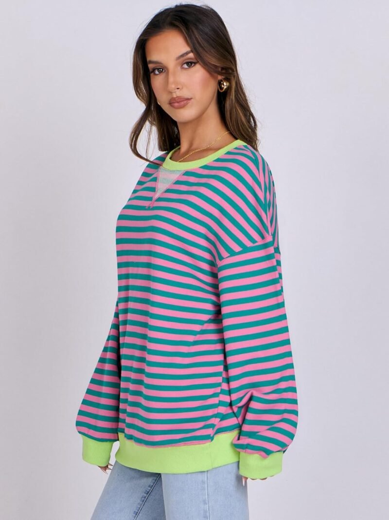 ANRABESS Women Striped Oversized Sweatshirt Crewneck Long Sleeve Shirts Hoodies 2025 Summer Fashion Pullover Top Y2K Outfits - Image 8