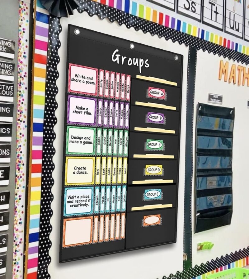Eamay Small Group Management Pocket Chart with 84 Cards to Keep Small Groups Organized and On Task, Classroom Jobs Pocket Chart and Teacher Must Haves (Black) - Image 5