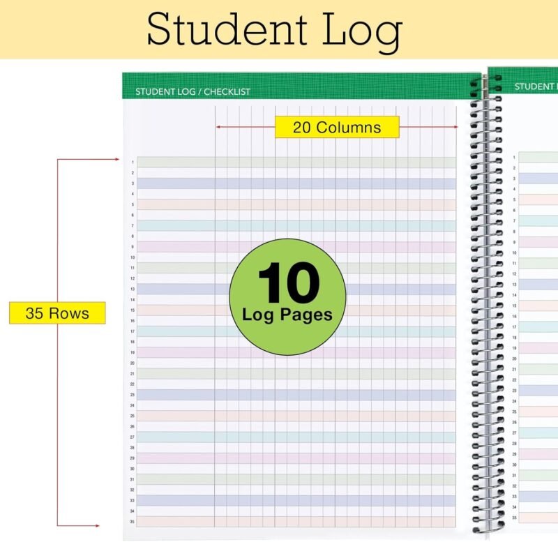 Aug 2025-Jul 2026 Lite Teacher Lesson Planner Notebook 8.5x11 Daily Weekly Monthly Organizers - Includes 7 Periods, Dated Calendar, Page Tabs, Bookmark, and Planning Stickers (Tree Seasons) - Image 4