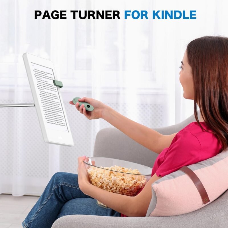 RF Remote Control Page Turner for Kindle Paperwhite Scribe Accessories, Page Turner Clicker for iPad Tablets Reading Novels Taking, Phone Camera Video Record Triggers Remote, Agave Green - Image 2