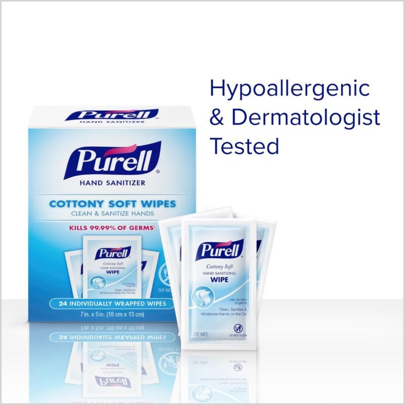 PURELL Cottony Soft Hand Sanitizing Wipes, Clean Scent, 24 Individually Wrapped Wipes (Pack of 4 Boxes) – 9029-04-CMR - Image 5